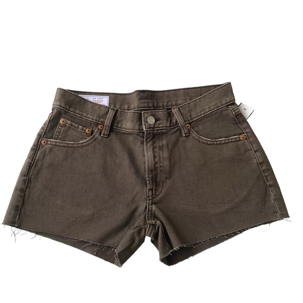 Gap Low Stride Denim Cut Off Short Army Green Ladies 24 / 00 Petite New 5 Pocket